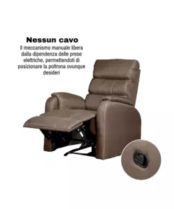 POLTRONA BELLAHOME "CHIARA" CON RECLINER IN TESSUTO TORTORA 71X95X98 CM