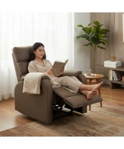 POLTRONA BELLAHOME "CHIARA" CON RECLINER IN TESSUTO TORTORA 71X95X98 CM