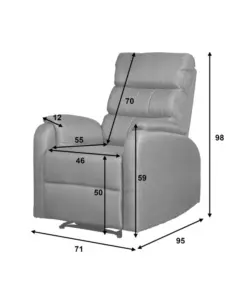 POLTRONA BELLAHOME "CHIARA" CON RECLINER IN TESSUTO TORTORA 71X95X98 CM