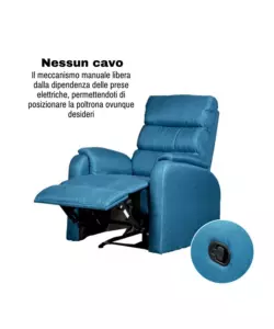 POLTRONA BELLAHOME "CHIARA" CON RECLINER IN TESSUTO OTTANIO 71X95X98 CM