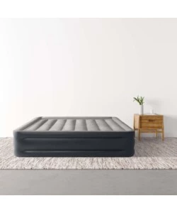 MATERASSO MATRIMONIALE AUTOGONFIANTE INTEX "AIRBED DURA-BEAM DELUXE PILLOW REST RAISED" COLORE GRIGIO CHIARO E POMPA INTEGRATA, 152X203X42 CM - COD. 64136ND