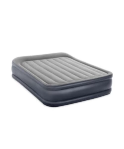 MATERASSO MATRIMONIALE AUTOGONFIANTE INTEX "AIRBED DURA-BEAM DELUXE PILLOW REST RAISED" COLORE GRIGIO CHIARO E POMPA INTEGRATA, 152X203X42 CM - COD. 64136ND