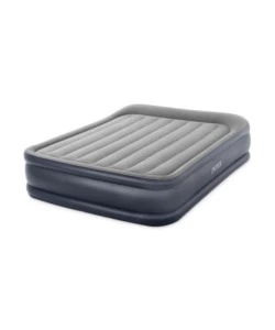 MATERASSO MATRIMONIALE AUTOGONFIANTE INTEX "AIRBED DURA-BEAM DELUXE PILLOW REST RAISED" COLORE GRIGIO CHIARO E POMPA INTEGRATA, 152X203X42 CM - COD. 64136ND