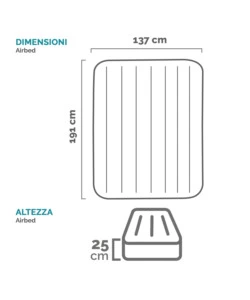 MATERASSO AD UNA PIAZZA E MEZZA AUTOGONFIANTE INTEX "AIRBED DURA-BEAM PILLOW REST CLASSIC" COLORE BLU SCURO, 137X191X25 - COD. 64148ND