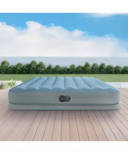 MATERASSO MATRIMONIALE GONFIABILE INTEX "AIRBED DURA-BEAM MID-RISE COMFORT" CON POMPA USB AZZURRO CHIARO 152X203X36 CM - COD. 64159
