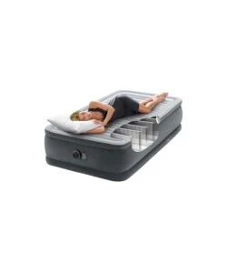 MATERASSO SINGOLO AUTOGONFIANTE INTEX "AIRBED DURA-BEAM COMFORT-PLUSH ELEVATED" COLORE GRIGIO CHIARO, 99X191X46 CM - COD. 64412ND