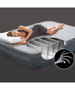 MATERASSO SINGOLO AUTOGONFIANTE INTEX "AIRBED DURA-BEAM COMFORT-PLUSH ELEVATED" COLORE GRIGIO CHIARO, 99X191X46 CM - COD. 64412ND