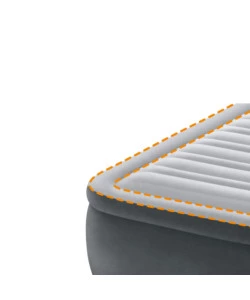 MATERASSO MATRIMONIALE AUTOGONFIANTE INTEX "AIRBED DURA-BEAM COMFORT-PLUSH ELEVATED" COLORE GRIGIO CHIARO E POMPA INTEGRATA 152X203X46 CM - COD. 64414ND