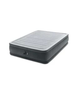 MATERASSO MATRIMONIALE AUTOGONFIANTE INTEX "AIRBED DURA-BEAM COMFORT-PLUSH ELEVATED" COLORE GRIGIO CHIARO E POMPA INTEGRATA 152X203X46 CM - COD. 64414ND