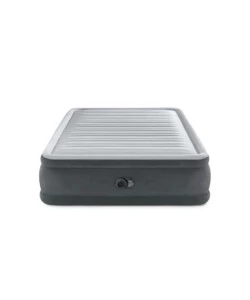 MATERASSO MATRIMONIALE AUTOGONFIANTE INTEX "AIRBED DURA-BEAM COMFORT-PLUSH ELEVATED" COLORE GRIGIO CHIARO E POMPA INTEGRATA 152X203X46 CM - COD. 64414ND