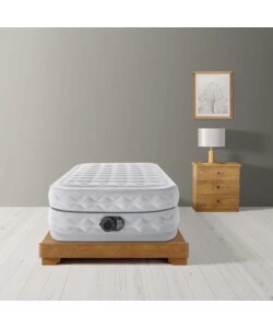 MATERASSO SINGOLO AUTOGONFIANTE "AIRBED DURA-BEAM SUPREME AIR-FLOW" COLORE GRIGIO CHIARO CON POMPA INTEGRATA, 99X191X51 CM - COD. 64488ND