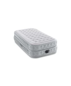 MATERASSO SINGOLO AUTOGONFIANTE "AIRBED DURA-BEAM SUPREME AIR-FLOW" COLORE GRIGIO CHIARO CON POMPA INTEGRATA, 99X191X51 CM - COD. 64488ND