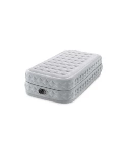 MATERASSO SINGOLO AUTOGONFIANTE "AIRBED DURA-BEAM SUPREME AIR-FLOW" COLORE GRIGIO CHIARO CON POMPA INTEGRATA, 99X191X51 CM - COD. 64488ND