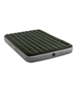 MATERASSO MATRIMONIALE GONFIABILE INTEX "AIRBED DURA-BEAM STANDARD DOWNY" COLORE VERDE SCURO CON POMPA A PEDALE, 152X203X25 CM - COD. 64763