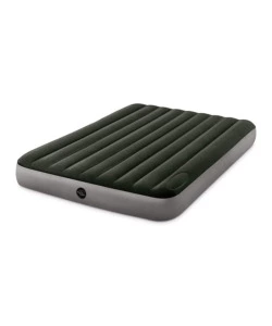 MATERASSO MATRIMONIALE GONFIABILE INTEX "AIRBED DURA-BEAM STANDARD DOWNY" COLORE VERDE SCURO CON POMPA A PEDALE, 152X203X25 CM - COD. 64763