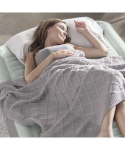 MATERASSO SINGOLO AUTOGONFIANTE INTEX "AIRBED DURA-BEAM PREMAIRE I" COLORE GRIGIO CHIARO E POMPA INTEGRATA, 99X191X46 CM - COD. 64902ND