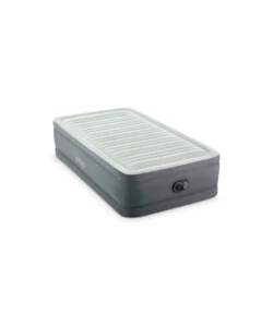 MATERASSO SINGOLO AUTOGONFIANTE INTEX "AIRBED DURA-BEAM PREMAIRE I" COLORE GRIGIO CHIARO E POMPA INTEGRATA, 99X191X46 CM - COD. 64902ND