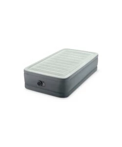 MATERASSO SINGOLO AUTOGONFIANTE INTEX "AIRBED DURA-BEAM PREMAIRE I" COLORE GRIGIO CHIARO E POMPA INTEGRATA, 99X191X46 CM - COD. 64902ND