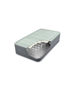 MATERASSO SINGOLO AUTOGONFIANTE INTEX "AIRBED DURA-BEAM PREMAIRE I" COLORE GRIGIO CHIARO E POMPA INTEGRATA, 99X191X46 CM - COD. 64902ND