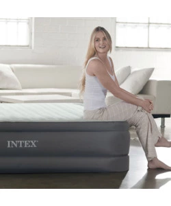 MATERASSO PIAZZA E MEZZA AUTOGONFIANTE INTEX "AIRBED DURA-BEAM PREMAIRE I" COLORE GRIGIO CHIARO CON POMPA INTEGRATA, 137X191X46 - COD. 64904ND