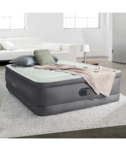 MATERASSO PIAZZA E MEZZA AUTOGONFIANTE INTEX "AIRBED DURA-BEAM PREMAIRE I" COLORE GRIGIO CHIARO CON POMPA INTEGRATA, 137X191X46 - COD. 64904ND