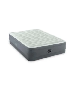 MATERASSO MATRIMONIALE AUTOGONFIANTE INTEX "AIRBED DURA-BEAM PREMAIRE I" COLORE GRIGIO CHIARO E POMPA INTEGRATA, 152X203X46 CM - COD. 64906ND
