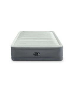 MATERASSO MATRIMONIALE AUTOGONFIANTE INTEX "AIRBED DURA-BEAM PREMAIRE I" COLORE GRIGIO CHIARO E POMPA INTEGRATA, 152X203X46 CM - COD. 64906ND