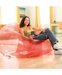 POLTRONA GONFIABILE INTEX "BEANLESS BAG" COLORE ROSA TRASPARENTE, 137X127X74 CM - COD. 66501NP