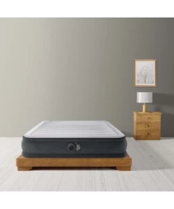MATERASSO AD UNA PIAZZA E MEZZA AUTOGONFIANTE INTEX "AIRBED DURA-BEAM COMFORT-PLUSH MID-RISE" COLORE GRIGIO CHIARO, 137X191X33 CM - COD. 67768ND.