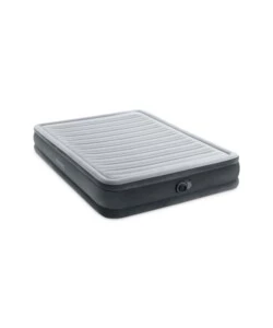 MATERASSO MATRIMONIALE AUTOGONFIANTE INTEX "AIRBED DURA-BEAM COMFORT-PLUSH MID-RISE" COLORE GRIGIO CHIARO E POMPA INTEGRATA, 152X203X33 CM - COD. 67770ND