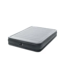 MATERASSO MATRIMONIALE AUTOGONFIANTE INTEX "AIRBED DURA-BEAM COMFORT-PLUSH MID-RISE" COLORE GRIGIO CHIARO E POMPA INTEGRATA, 152X203X33 CM - COD. 67770ND