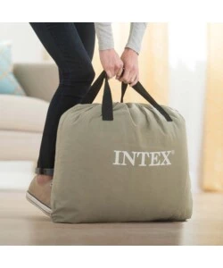 MATERASSO MATRIMONIALE AUTOGONFIANTE INTEX "AIRBED DURA-BEAM COMFORT-PLUSH MID-RISE" COLORE GRIGIO CHIARO E POMPA INTEGRATA, 152X203X33 CM - COD. 67770ND