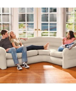 DIVANO GONFIABILE ANGOLARE INTEX COLORE BEIGE CON BRACCIOLI, 257X203X76 CM - COD. 68575NP
