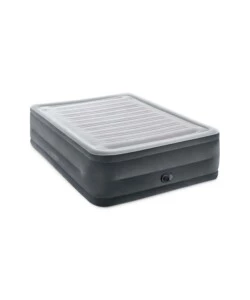 MATERASSO MATRIMONIALE AUTOGONFIANTE INTEX "AIRBED DURA-BEAM COMFORT-PLUSH HIGH-RISE" COLORE GRIGIO CHIARO E POMPA INTEGRATA, 152X203X56 CM - COD. 64418ND