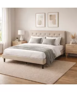 LETTO MATRIMONIALE BELLAHOME "PARIGI" BEIGE 160X200X102 CM