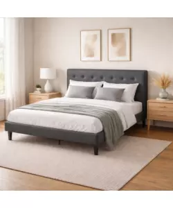 LETTO MATRIMONIALE BELLAHOME "PARIGI" GRIGIO SCURO 160X200X102 CM