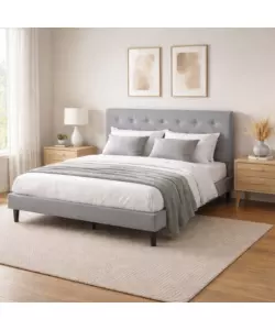 LETTO MATRIMONIALE BELLAHOME "PARIGI" GRIGIO CHIARO 160X200X102 CM