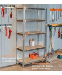 SCAFFALE IN METALLO 5 RIPIANI EASY SYSTEM PORTATA 875 KG 90X40X180 CM