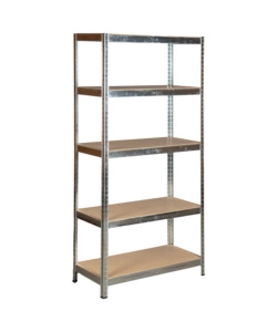 SCAFFALE IN METALLO ZINCATO EASY SYSTEM CON 5 RIPIANI IN MDF, 90X40X180 CM