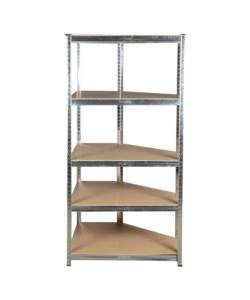 SCAFFALE ANGOLARE IN METALLO EASY SYSTEM CON 5 RIPIANI IN MDF, 90X90X40X40X180 CM