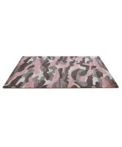 TAPPETO "CAMOUFLAGE" GRIGIO E ROSA, 170X120 CM