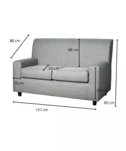 DIVANO "ESTER" 2 POSTI IN TESSUTO GRIGIO SCURO, 137X80X85 CM