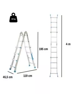 SCALA MULTIPOSIZIONE IN ALLUMINIO EASY SYSTEM 4+4 GRADINI