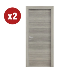 2 PORTE BATTENTI DA INTERNO REVERSIBILI IN ROVERE GRIGIO, 70X210 CM