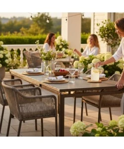 TAVOLO DA ESTERNO ALLUNGABILE "CALIFORNIA" IN FERRO E POLIETILENE ANTRACITE 180/240X90X75 CM