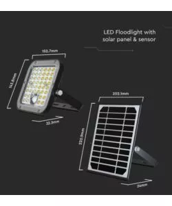 PANNELLO LED CON RICARICA SOLARE E SENSORE 10W, 6400K