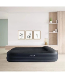 MATERASSO MATRIMONIALE AUTOGONFIANTE INTEX "DURA-BEAM PILLOW REST RAISED" COLORE BLU SCURO CON POMPA ELETTRICA INCLUSA, 152X203X42 CM - COD. 64124ND
