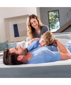 MATERASSO MATRIMONIALE AUTOGONFIANTE INTEX "DURA-BEAM PILLOW ULTRA PUSH" COLORE GRIGIO CHIARO E POMPA ELETTRICA INCLUSA 152X236X86 CM - cod 64448ND
