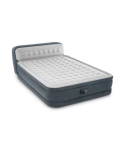 MATERASSO MATRIMONIALE AUTOGONFIANTE INTEX "DURA-BEAM PILLOW ULTRA PUSH" COLORE GRIGIO CHIARO E POMPA ELETTRICA INCLUSA 152X236X86 CM - cod 64448ND