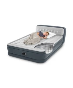 MATERASSO MATRIMONIALE AUTOGONFIANTE INTEX "DURA-BEAM PILLOW ULTRA PUSH" COLORE GRIGIO CHIARO E POMPA ELETTRICA INCLUSA 152X236X86 CM - cod 64448ND